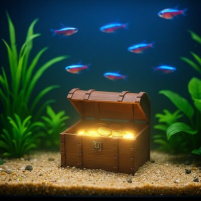 კვარიუმის დეკორაცია სკივრი